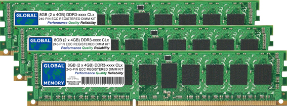 12GB (3 x 4GB) DDR3 800/1066/1333MHz 240-PIN ECC REGISTERED DIMM (RDIMM) MEMORY RAM KIT FOR SUN SERVERS/WORKSTATIONS (6 RANK KIT NON-CHIPKILL)